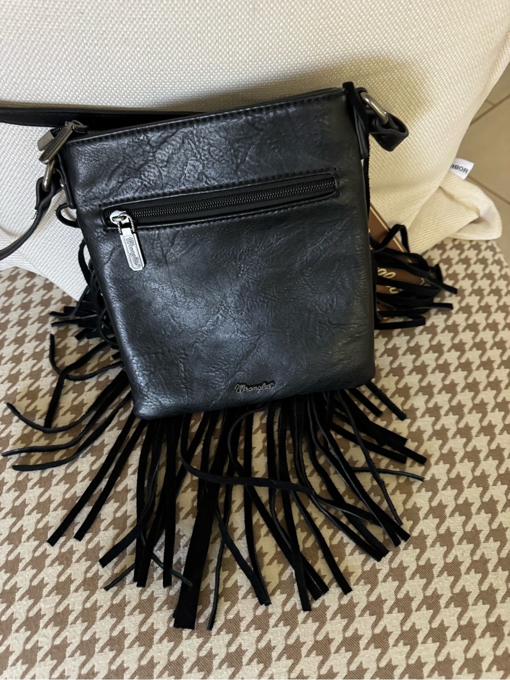 Wrangler Washed Blue Denim and Black Crossbody Bag with Logo Patch - Picture 5 of 5